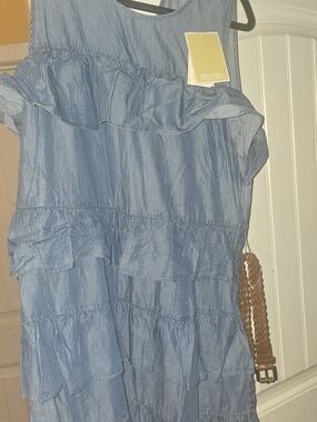 Michael Kors Chambray Blue Ruffle Mini Dress